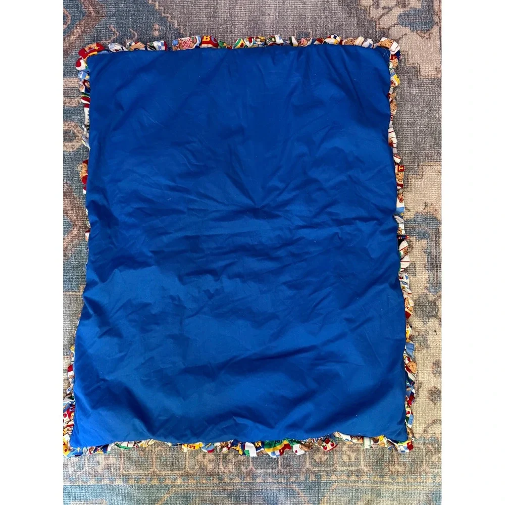Handmade Teddy Bear Blanket Primary Colors Vintage‎ 80s 90s Nostalgic